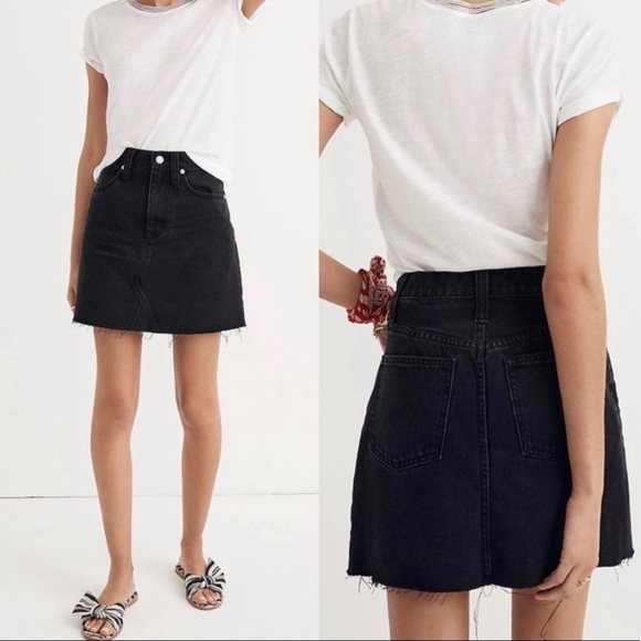 Madewell Frisco Raw Hem Black Denim Mini Skirt - Picture 16 of 16